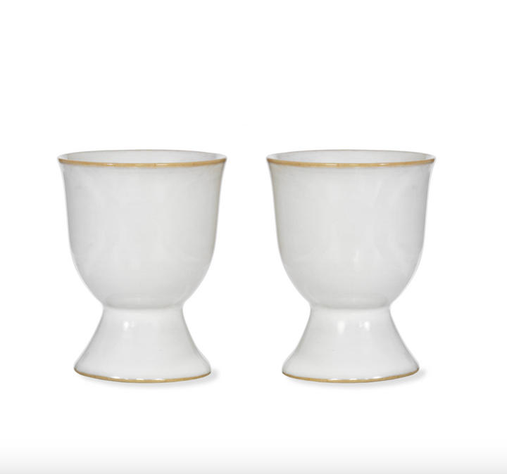 White Ceramic Egg Cups - Set Of 2