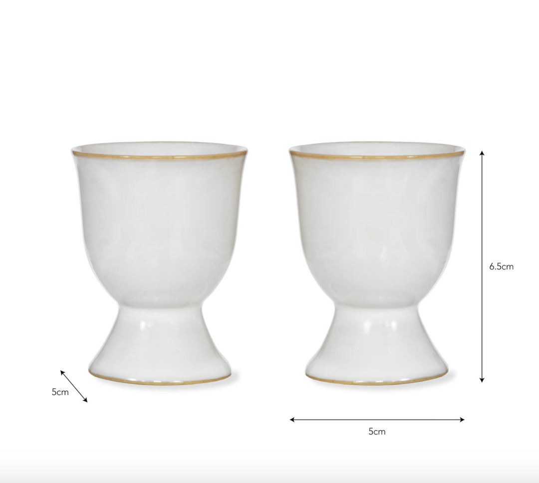 White Ceramic Egg Cups - Set Of 2