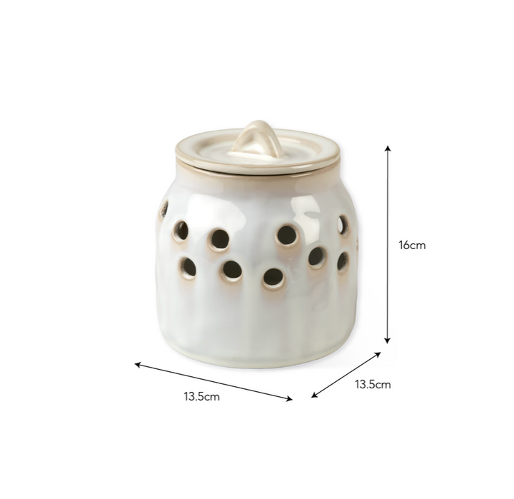 Stoneware Garlic Storage Pot - White