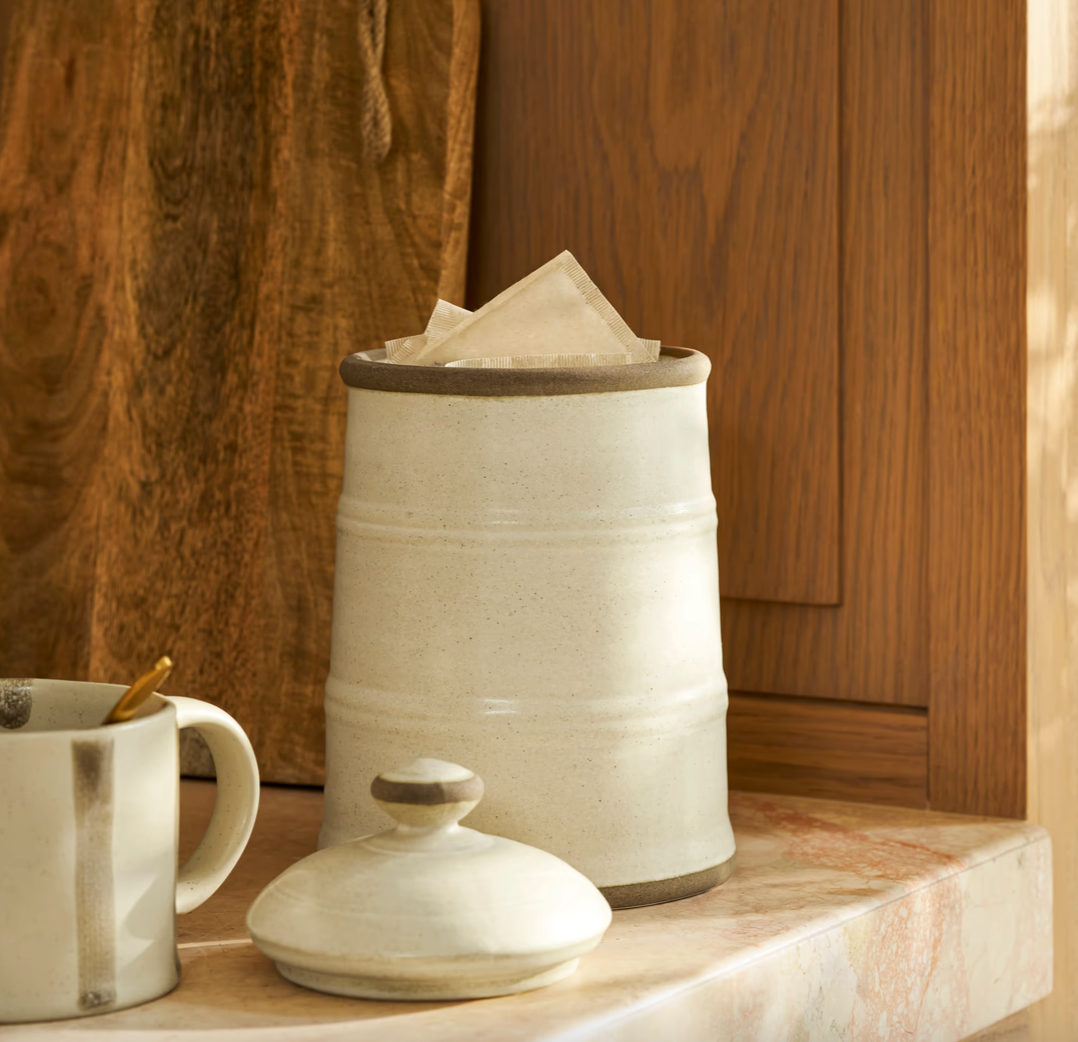 Stoneware Storage Canister - Rustic Cream