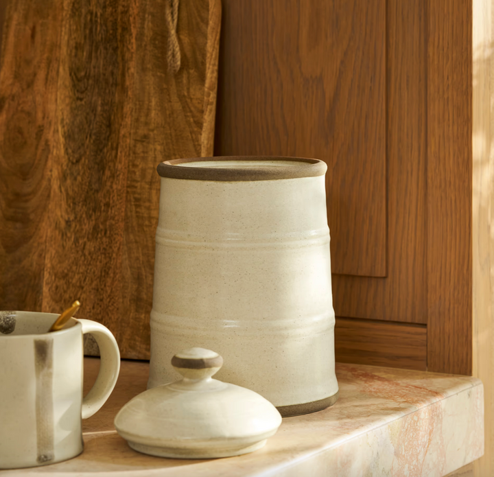 Stoneware Storage Canister - Rustic Cream