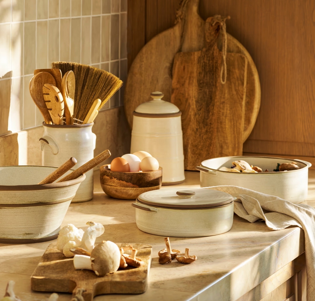 Stoneware Storage Canister - Rustic Cream