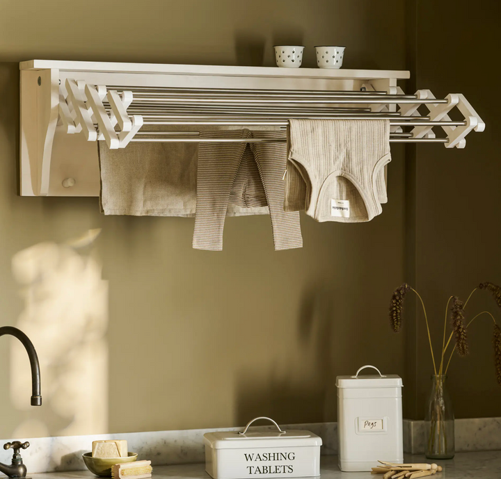 Extending Clothes Dryer & Shelf - Lily White