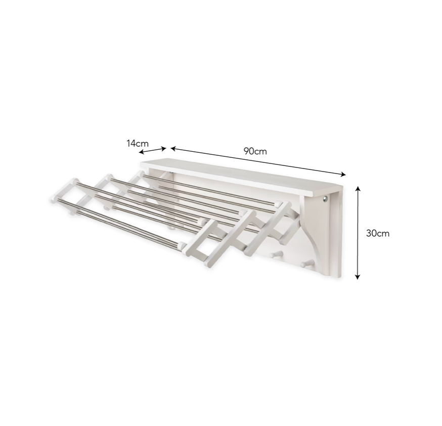 Extending Clothes Dryer & Shelf - Lily White