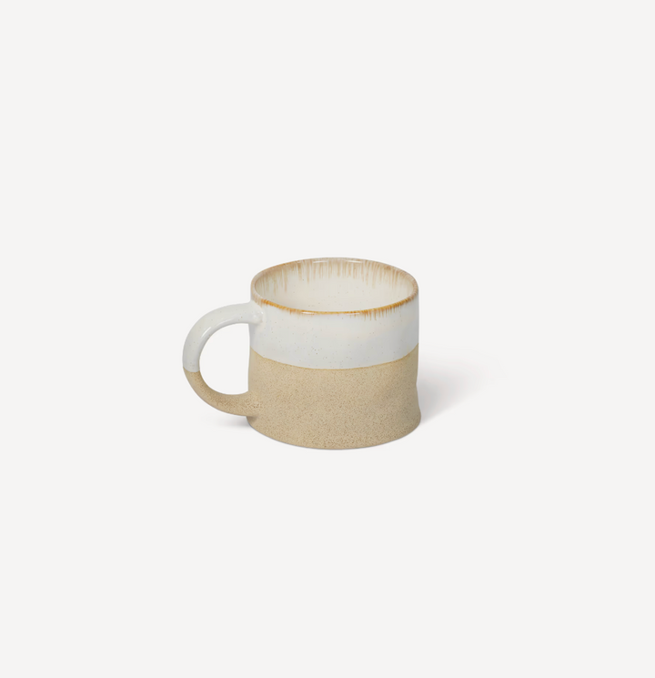 Set Of 2 Half Glazed Stoneware Mugs - Rustic White