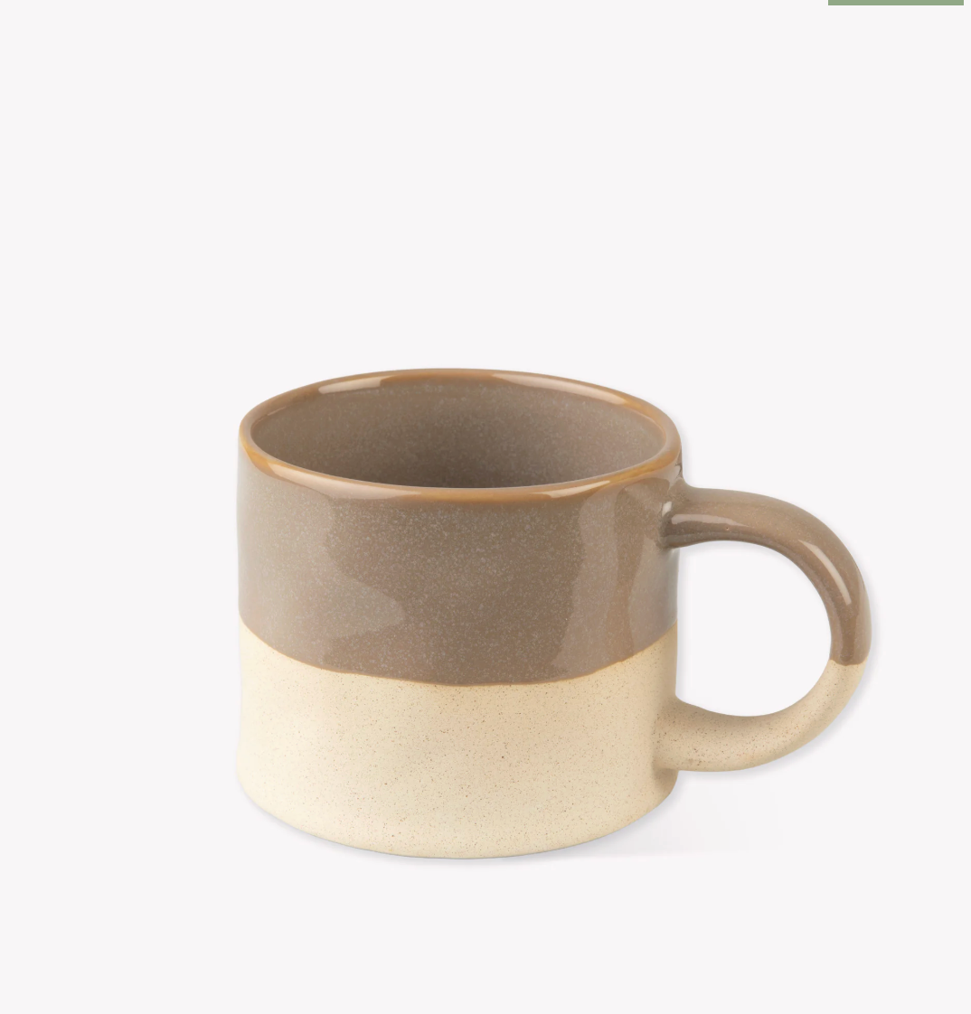 Set Of 2 Half Glazed Stoneware Mugs - Truffle