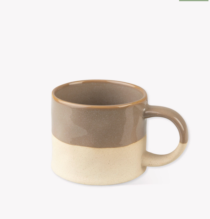 Set Of 2 Half Glazed Stoneware Mugs - Truffle