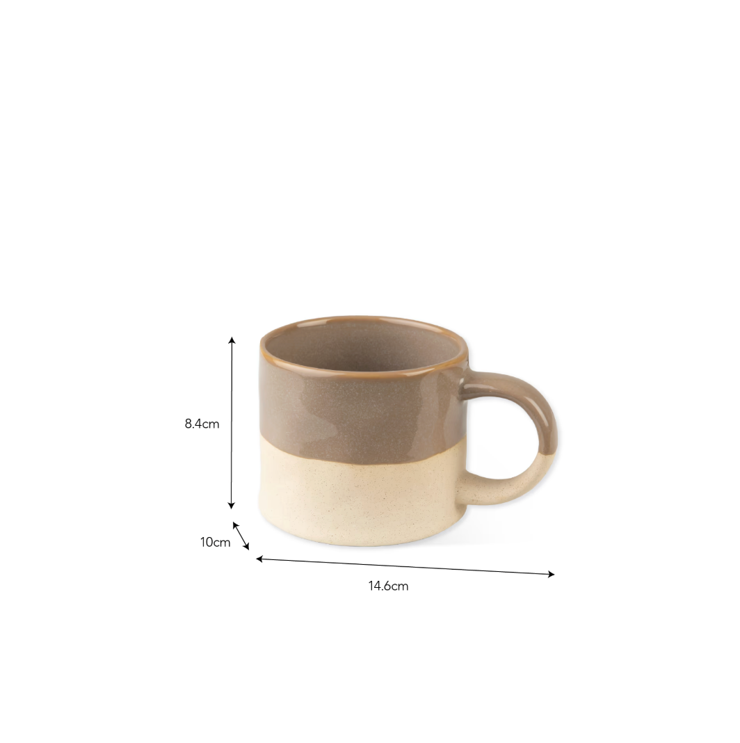 Set Of 2 Half Glazed Stoneware Mugs - Truffle