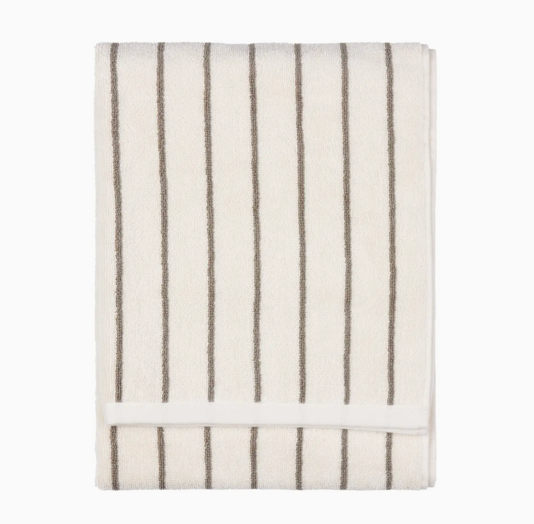 Narrow Stripe Cotton Hand Towel - Mole