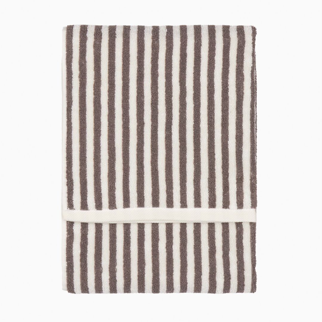 Stripe Cotton Hand Towel - Chocolate Brown