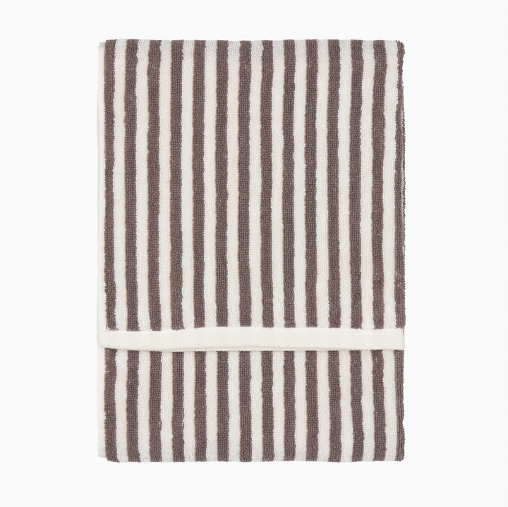 Stripe Cotton Hand Towel - Chocolate Brown