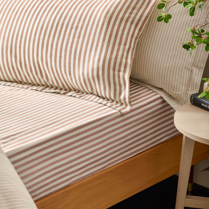 Striped Pillow Case Pair - Pecan
