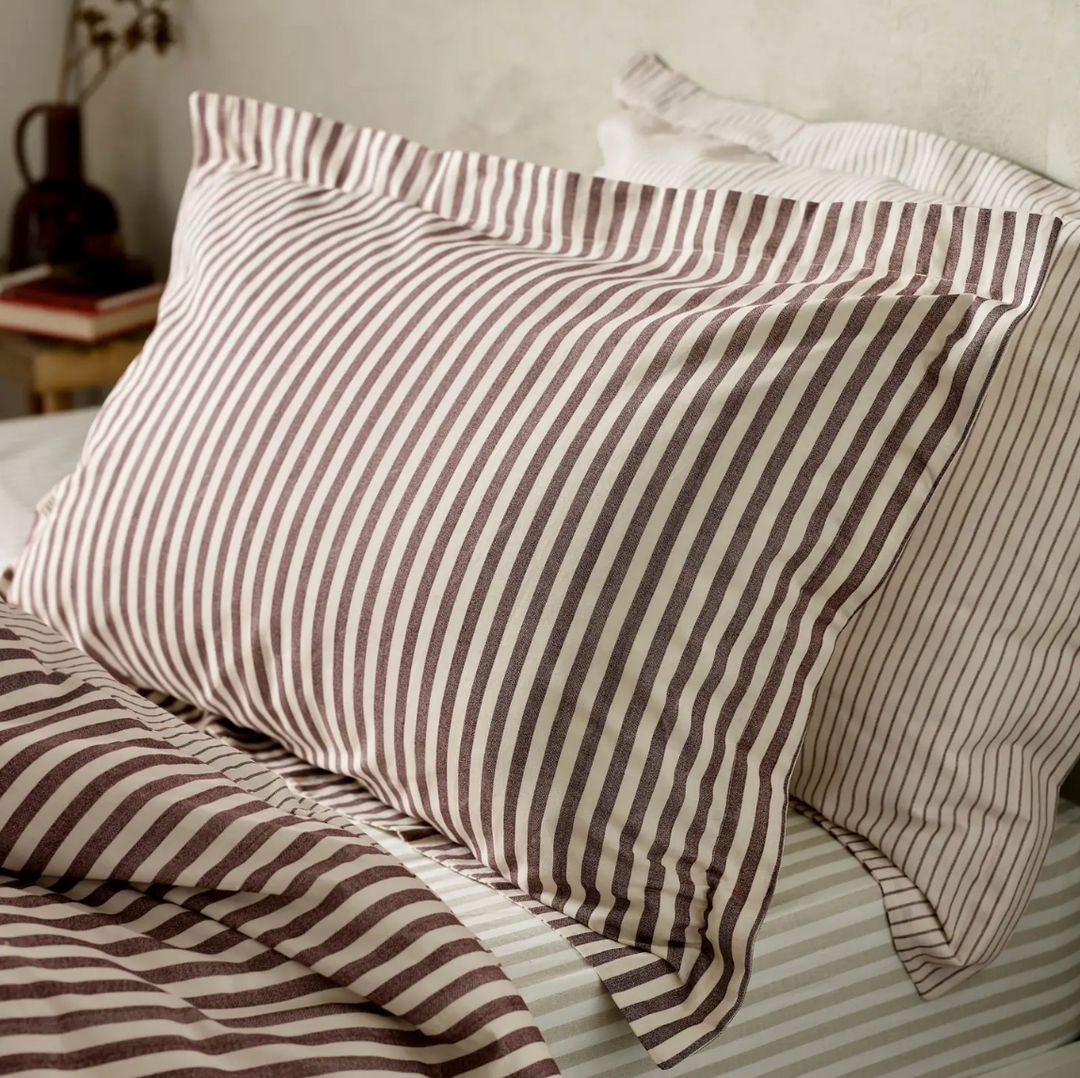 Striped Pillow Case Pair - Beetroot