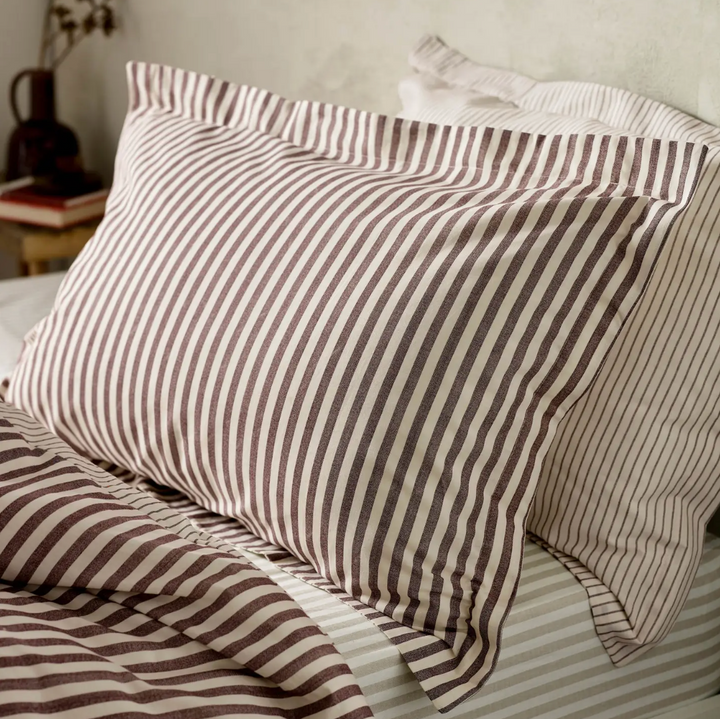 Striped Pillow Case Pair - Beetroot