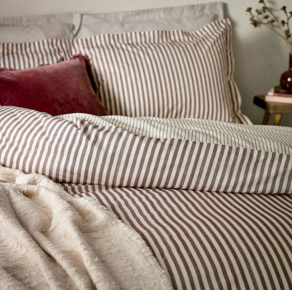 Striped Pillow Case Pair - Beetroot
