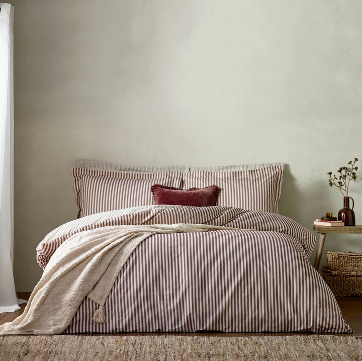 Double Striped Duvet Cover Set - Beetroot