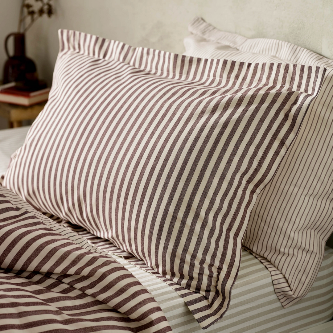 Double Striped Duvet Cover Set - Beetroot