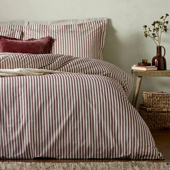 Double Striped Duvet Cover Set - Beetroot