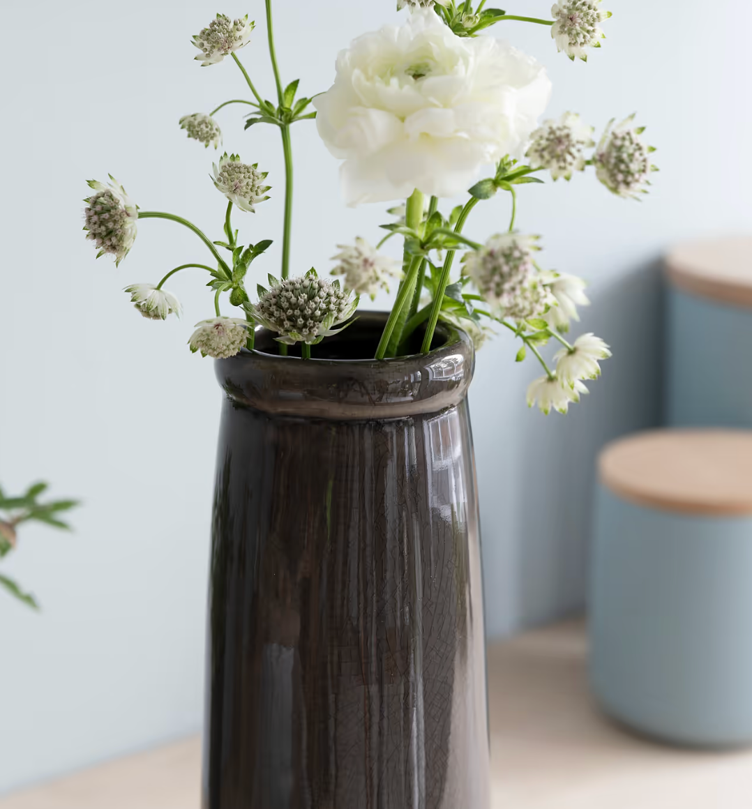 Ravello Crackle Glaze Bottle Vase - Charcoal Grey