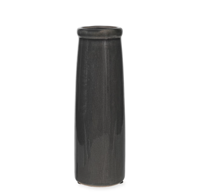 Ravello Crackle Glaze Bottle Vase - Charcoal Grey