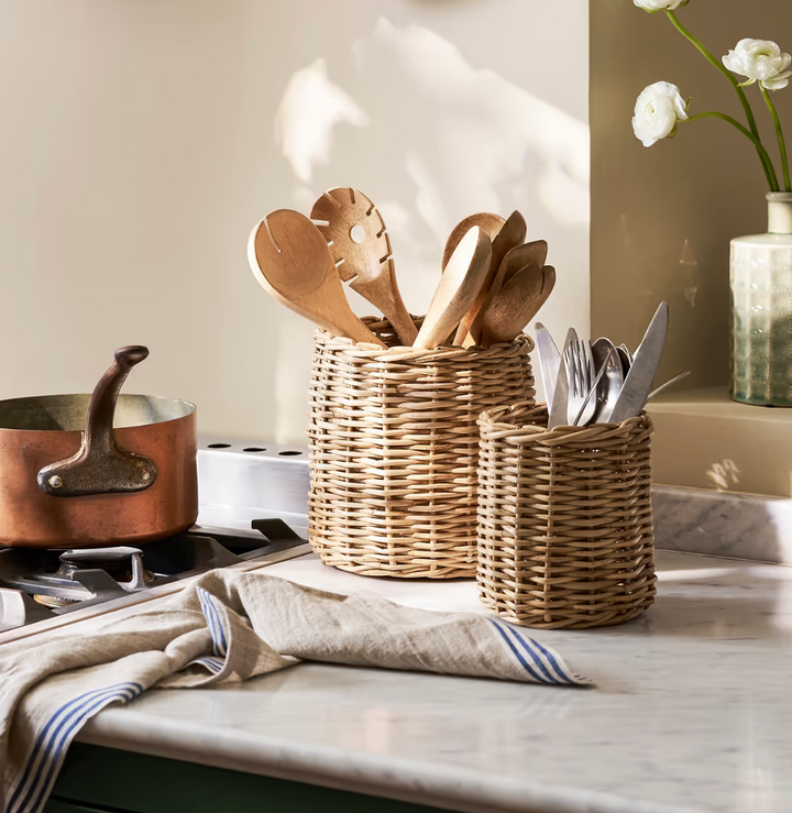 Seagrass Utensil Holder Pots - Set Of 2