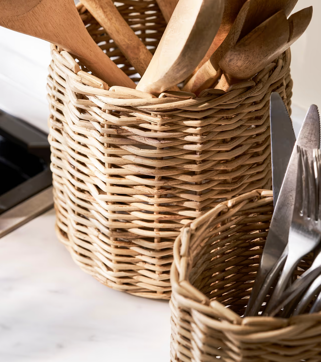 Seagrass Utensil Holder Pots - Set Of 2