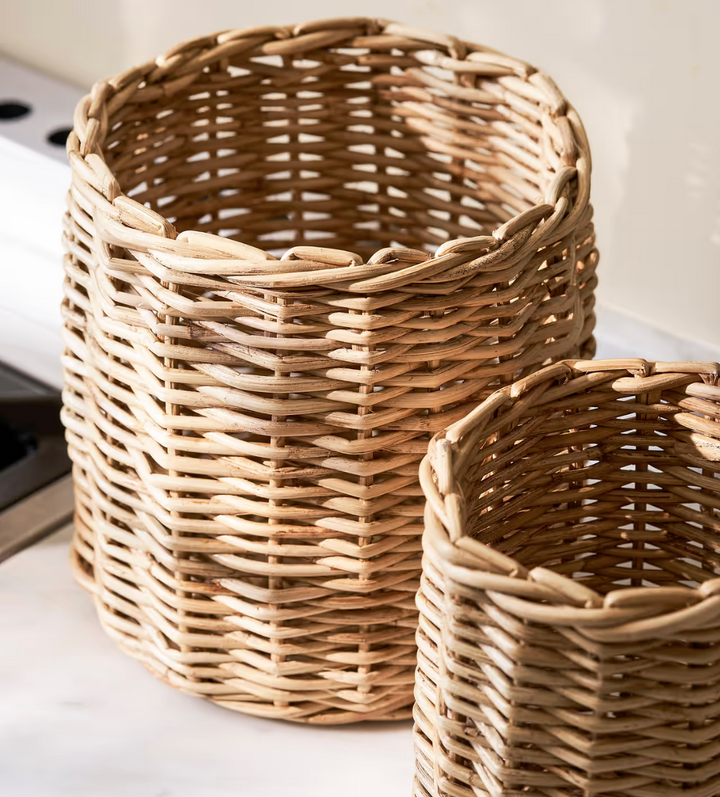 Seagrass Utensil Holder Pots - Set Of 2