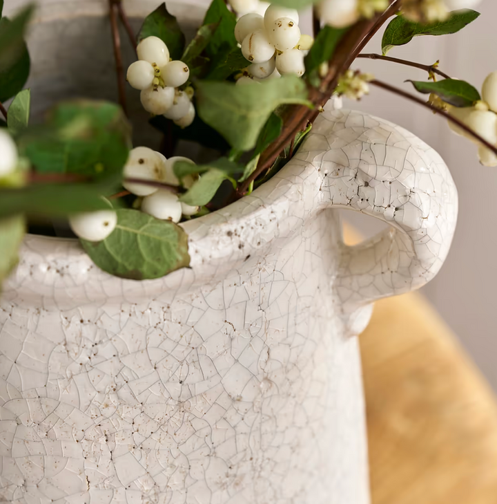 Large Ravello Crackle Glaze Vase With Handles - White