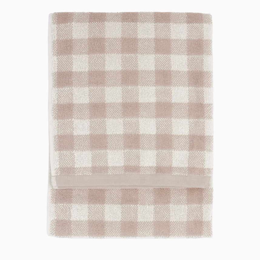 Checked Cotton Hand Towel - Beige