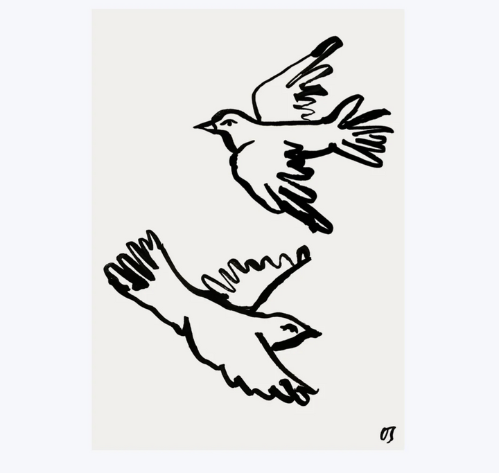 The Doves - Unframed Art Print - A4 or A3