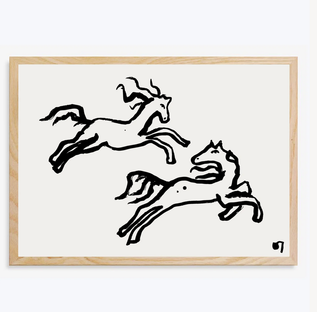 Two Horses - Unframed Art Print - A4 or A3