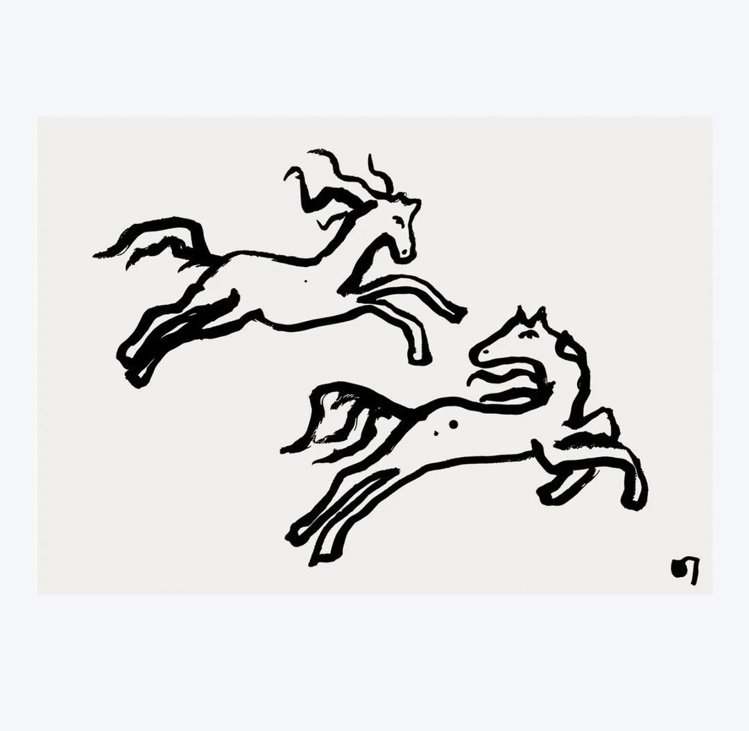 Two Horses - Unframed Art Print - A4 or A3