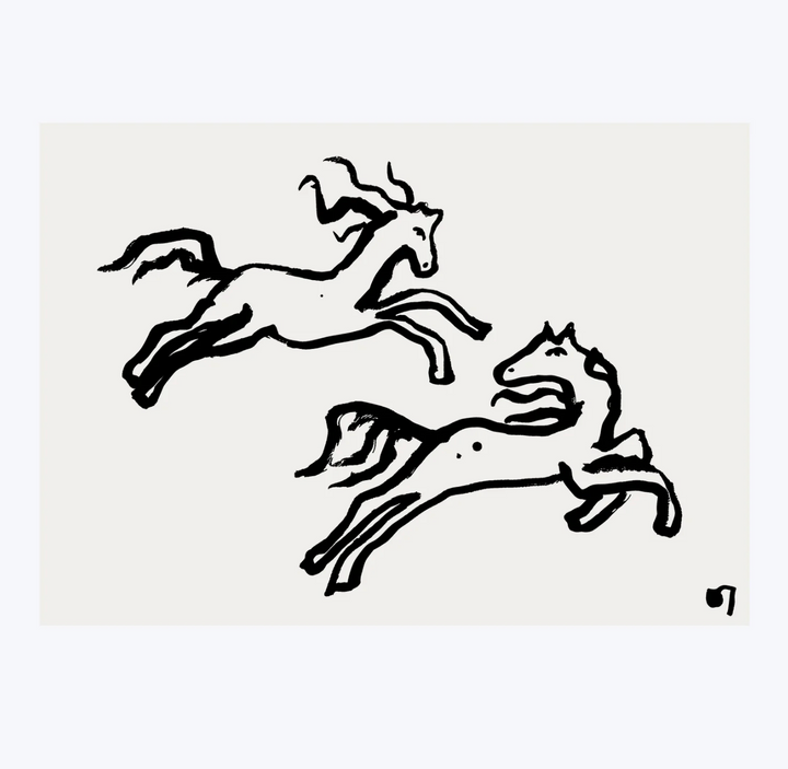 Two Horses - Unframed Art Print - A4 or A3