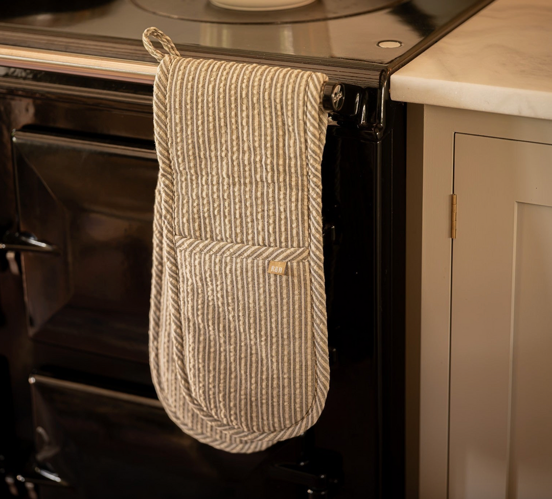 Stripe Double Oven Glove - Olive Green