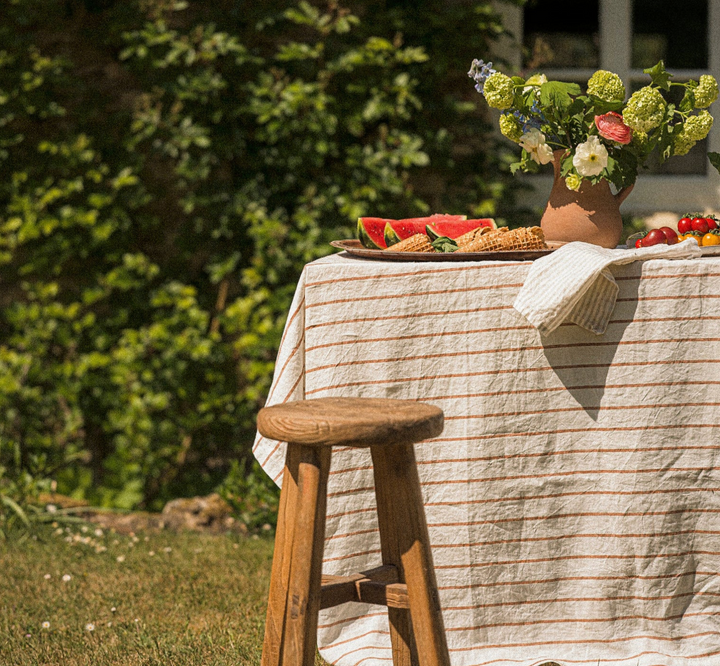 The Provence Stripe Tablecloth - Fine Ginger Stripe
