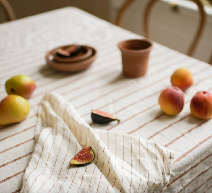 The Provence Stripe Tablecloth - Fine Ginger Stripe