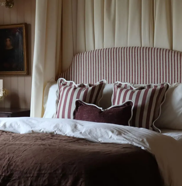 Ellenvale - Plum Scalloped Edge Stripe Cushion Cover