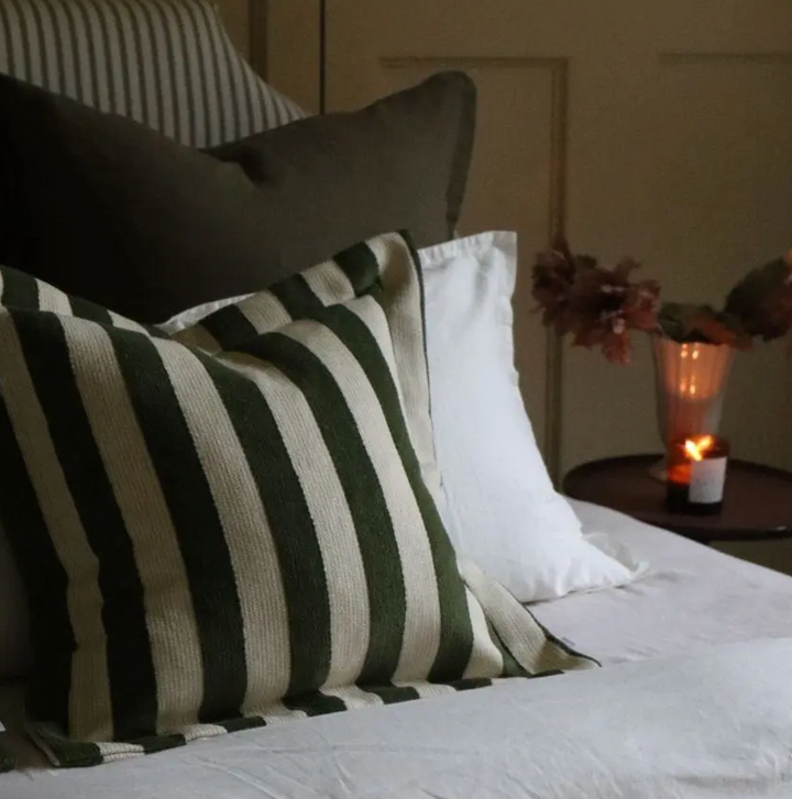 Ellenvale - Olive Green Stripe Cushion Cover