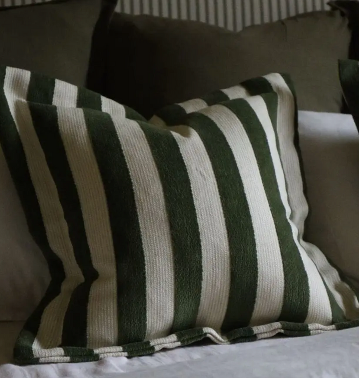 Ellenvale - Olive Green Stripe Cushion Cover