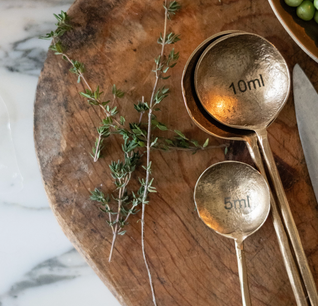 Antique Style Brass Measuring Spoons - Set of 4