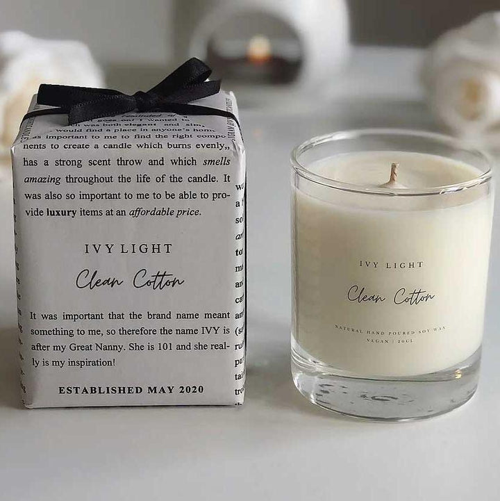 Ivy Light Scented Candle - Clean Cotton