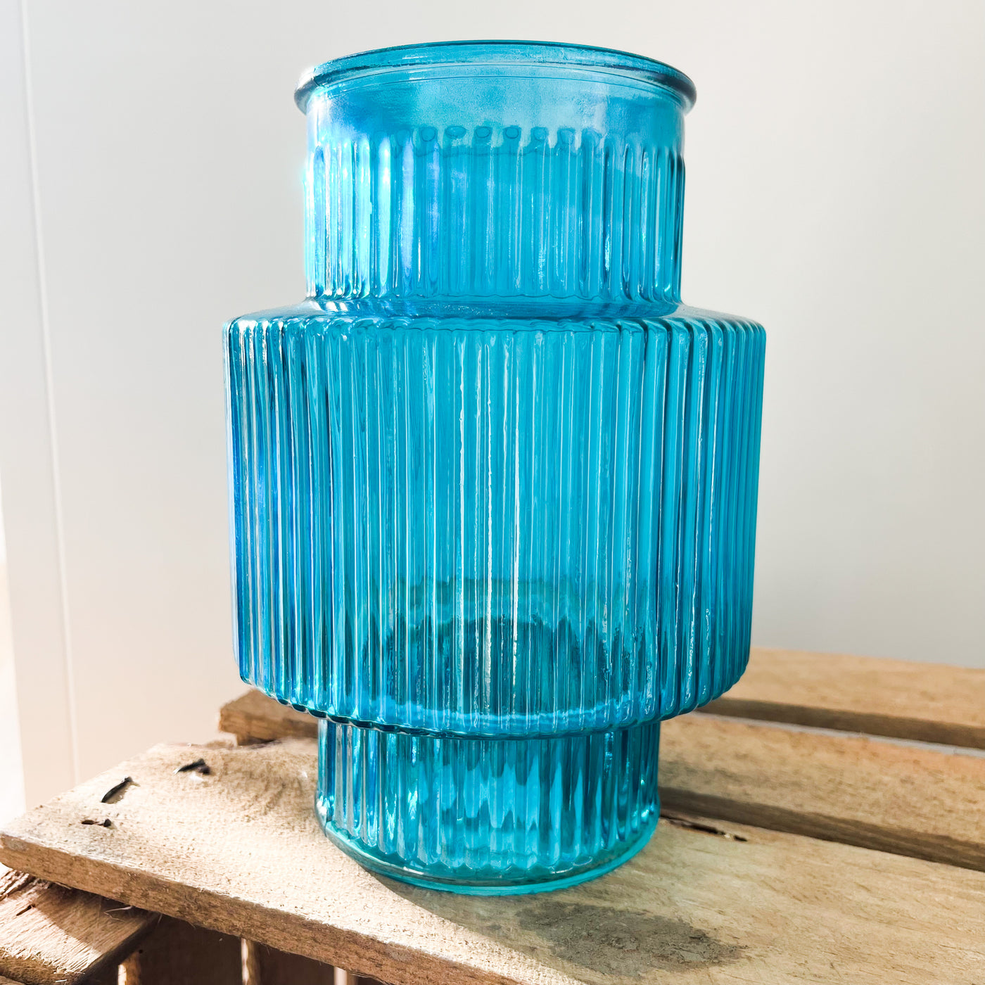 Ribbed Recycled Glass Vase